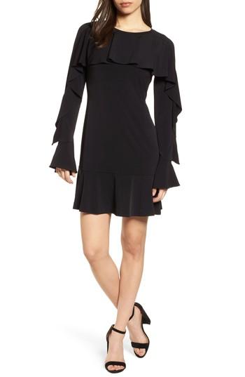 Women's Michael Michael Kors Flounce Panel Long Sleeve Dress - Black