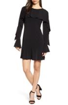 Women's Michael Michael Kors Flounce Panel Long Sleeve Dress - Black