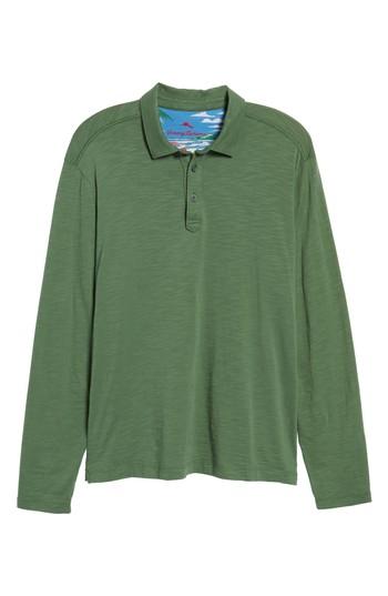 Men's Tommy Bahama 'portside Player Spectator' Long Sleeve Jersey Polo - Green