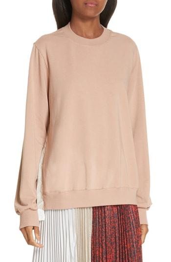 Women's Clu Mix Media Pleat Panel Sweatshirt - Beige