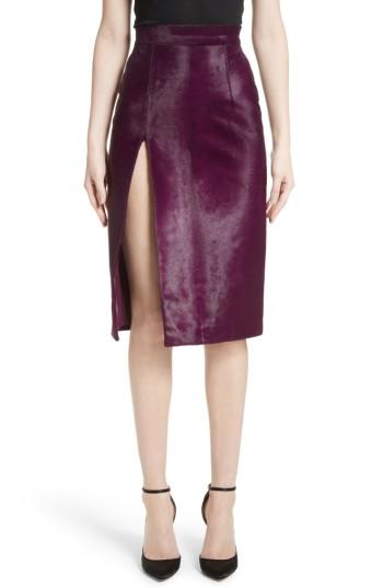 Women's Brandon Maxwell Genuine Calf Hair Pencil Skirt - Purple