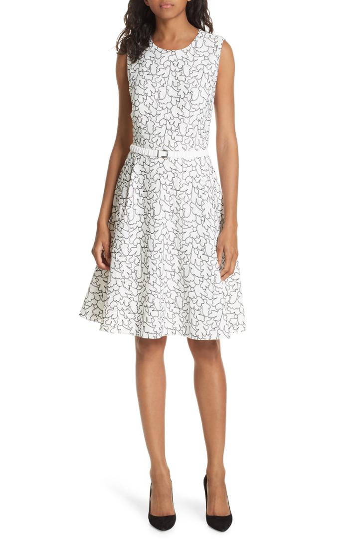 Women's Boss Denena Embroidered Fit & Flare Dress