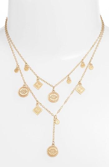 Women's Rebecca Minkoff Etched Coins Double Layer Necklace