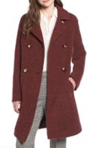 Women's Fleurette Double Breasted Alpaca Blend Coat - Burgundy