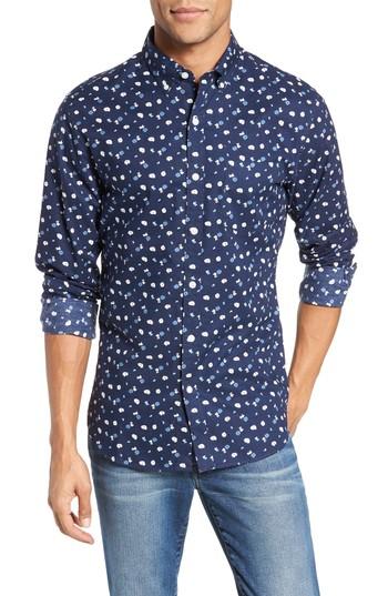 Men's Bonobos Slim Fit Print Sport Shirt R - Blue