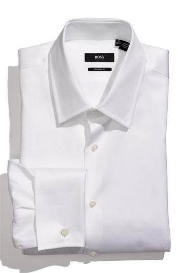 Boss Black Regular Fit Dress Shirt White Mini Diamond Jaquard