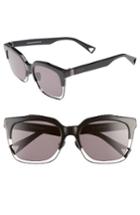 Women's Haze Buzz 55mm Mirrored Sunglasses - Shiny Solid Black