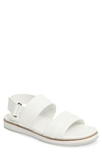 Men's Calvin Klein 'dex' Embossed Leather Sandal .5 M - White