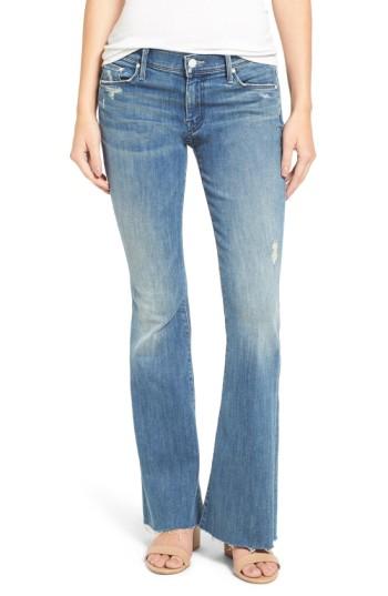 Women's Mother Raw Hem Flare Jeans - Blue