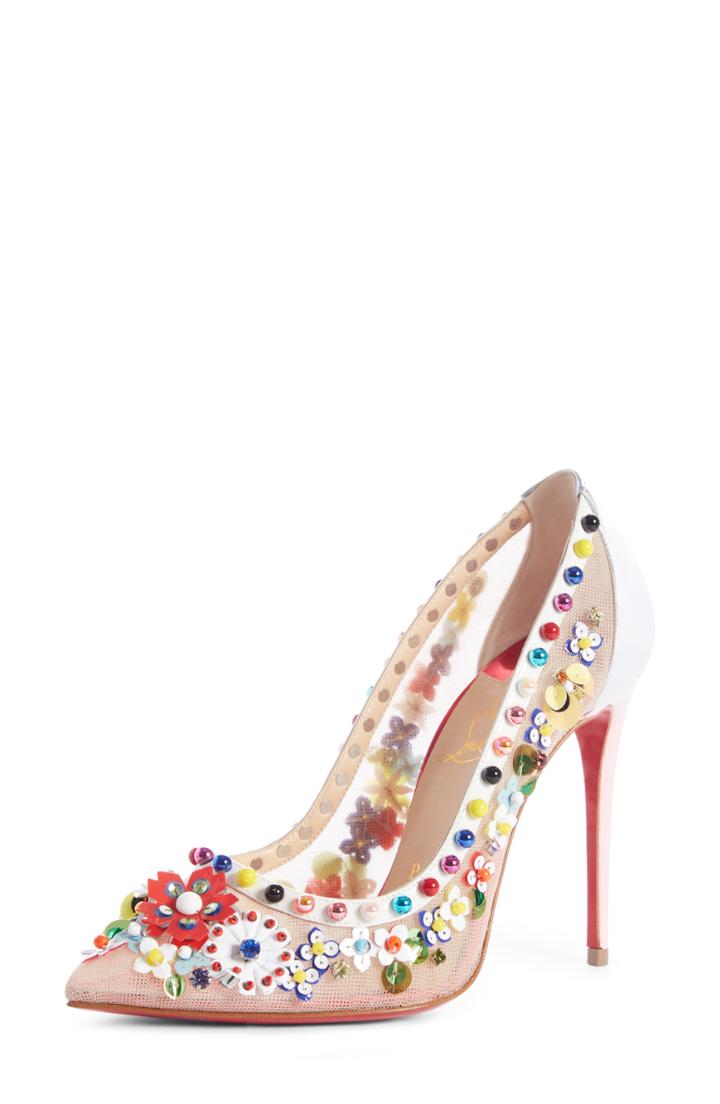 Women's Christian Louboutin Constella Embellished Mesh Pump