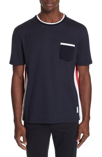 Men's Thom Browne Colorblock T-shirt - Blue