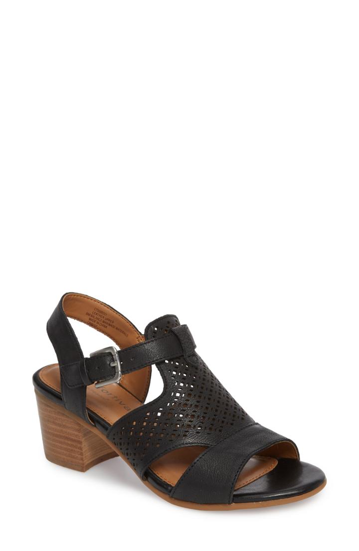 Women's Comfortiva Amber Perforated Block Heel Sandal .5 M - Black