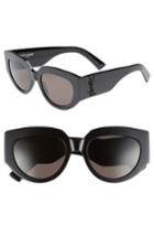 Women's Saint Laurent Rope 54mm Cat Eye Sunglasses - Black/ Black