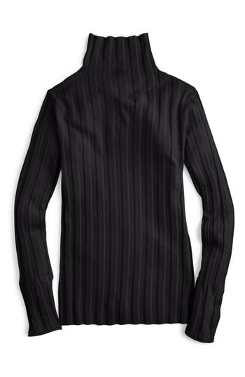 Women's J.crew 365 Stretch Ribbed Turtleneck Sweater - Black