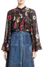 Women's Mcq Alexander Mcqueen Floral Print Bell Sleeve Top