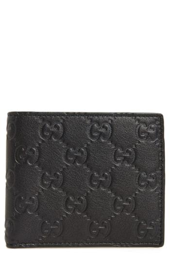 Men's Gucci Logo Embossed Calfskin Leather Wallet - Black