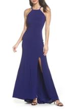 Women's Morgan & Co. Strappy Trumpet Gown /6 - Blue