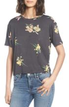 Women's Calibe Floral Print Distressed Tee - Black