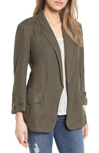 Women's Caslon Linen Boyfriend Blazer - Green