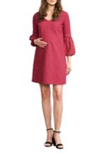 Women's Maternal America Bubble Sleeve Maternity Shift Dress - Purple