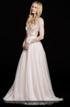 Women's Nouvelle Amsale Noelle Long Sleeve Lace & Crepe Gown, Size In Store Only - White