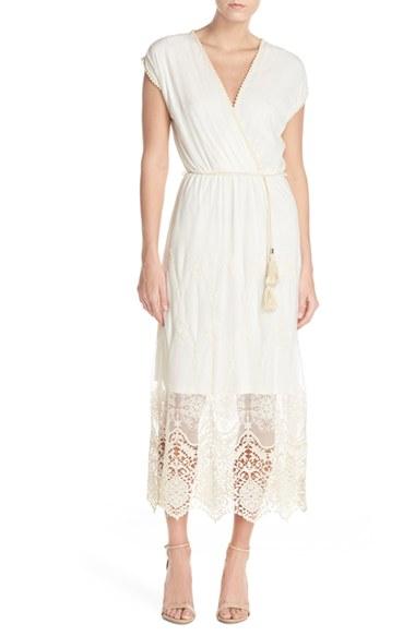 Women's Fraiche By J Embroidered Mesh & Cotton Midi Dress