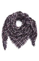 Women's David & Young Boucle Plaid Triangle Scarf, Size - Blue