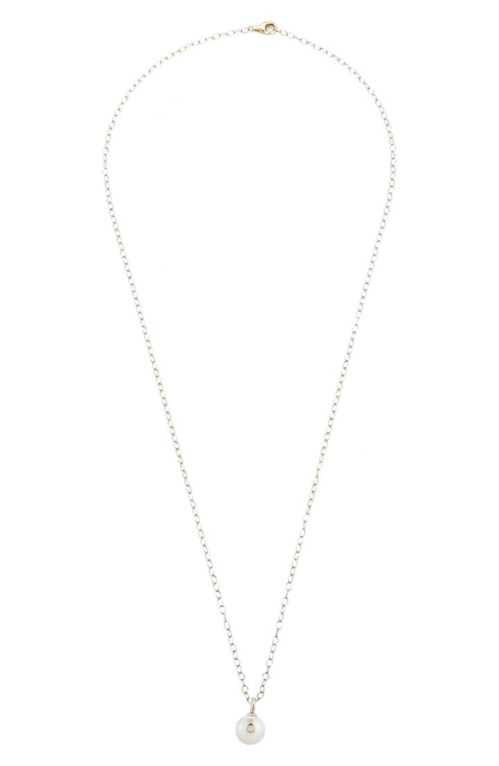 Women's Mizuki Round Genuine Pearl & Diamond Pendant Necklace