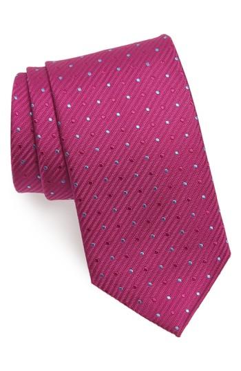 Men's David Donahue Dot Silk Tie, Size X-long - Pink