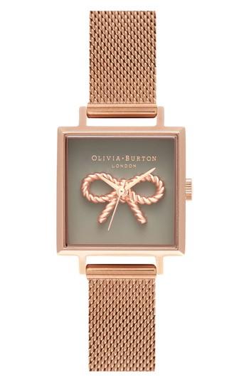 Women's Olivia Burton Vintage Bow Square Mesh Strap Watch, 23mm