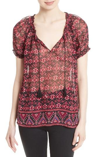 Women's Joie Masha Print Silk Peasant Top