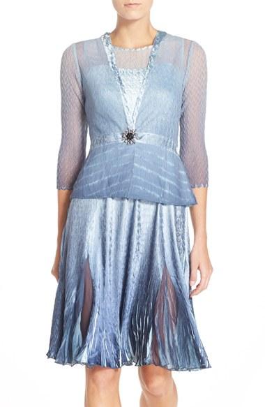 Women's Komarov Embellished Neck Tulip Hem A-line Dress With Jacket