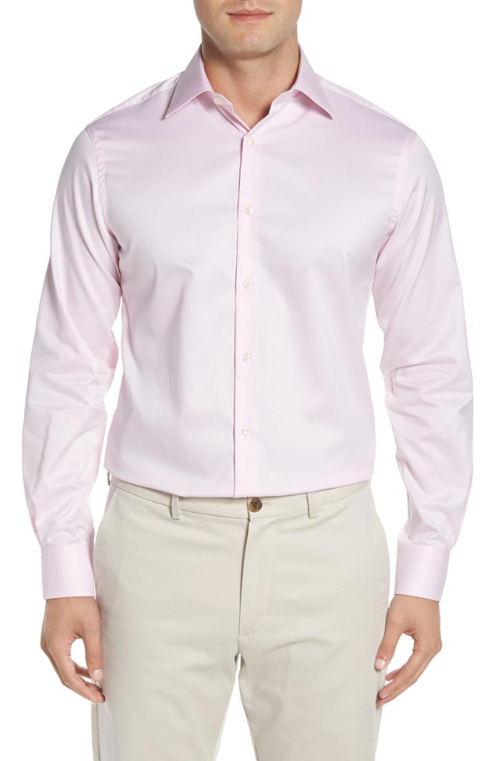 Men's Ike Behar Regular Fit Solid Dress Shirt .5 34/35 - Pink