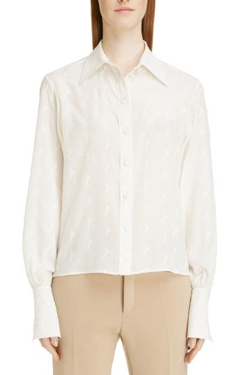 Women's Chloe Horse Embroidered Crepe De Chine Shirt Us / 36 Fr - White