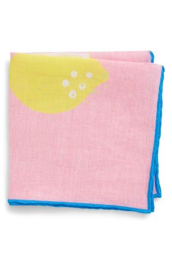 Men's Bonobos Citrus Print Linen Pocket Square, Size - Pink