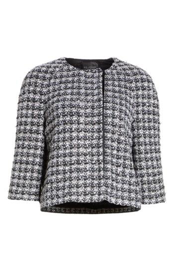 Women's St. John Collection Metallic Plaid Tweed Jacket - Black