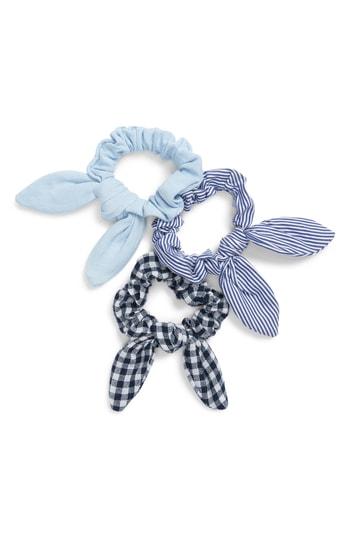 La Double 7 3-pack Knotted Scrunchies, Size - Blue