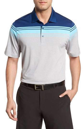 Men's Cutter & Buck Valiant Stripe Drytec Moisture Wicking Polo - Blue