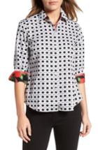 Petite Women's Foxcroft Wicker Print Shirt P - Black