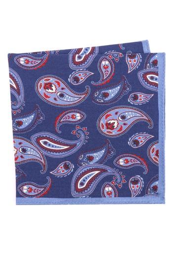 Men's Ted Baker London Paisley Wool Pocket Square, Size - Blue