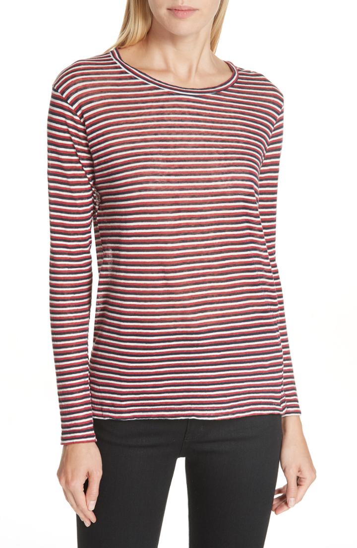 Women's Isabel Marant Etoile Kaaron Stripe Linen & Cotton Tee