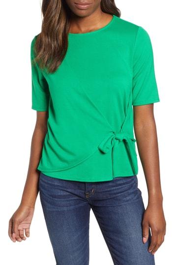 Women's Gibson Tie Front Ponte Knit Tee - Green