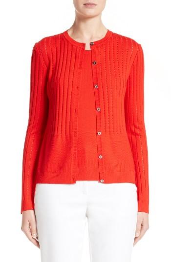Women's St. John Collection Nitya Eyelet Knit Cardigan