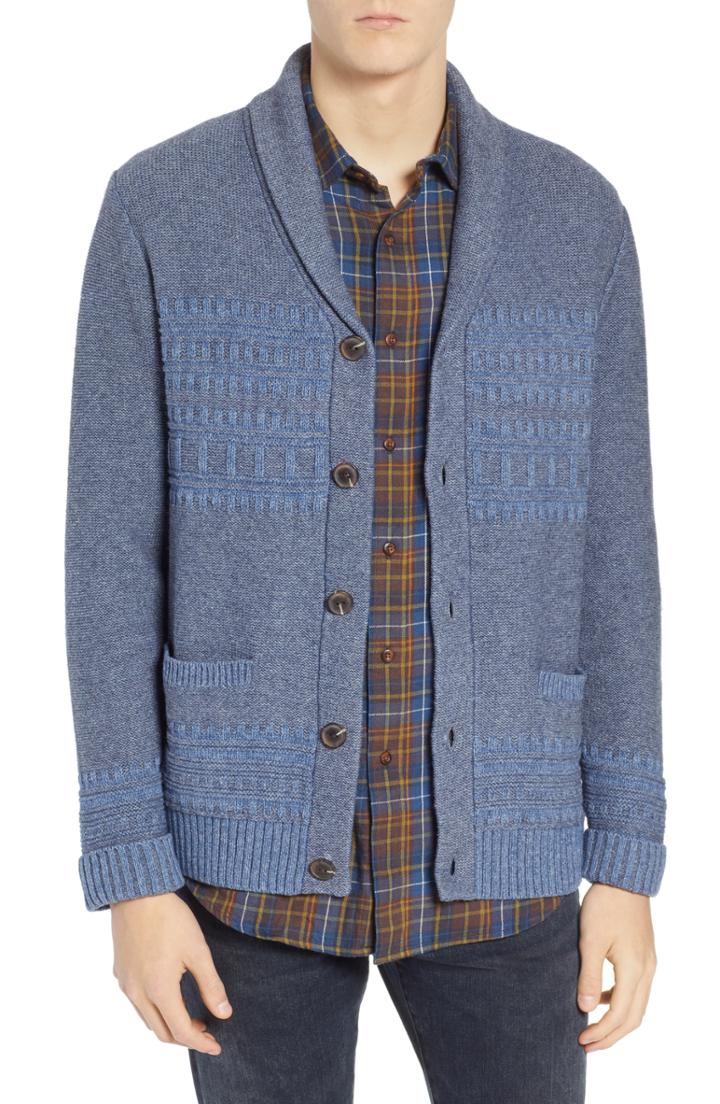 Men's Pendleton Bison Shawl Collar Sweater - Blue