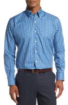 Men's Peter Millar Regular Fit Check Sport Shirt, Size - Blue