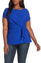 Women's Gibson Tie Front Blouse, Size Regular - Blue