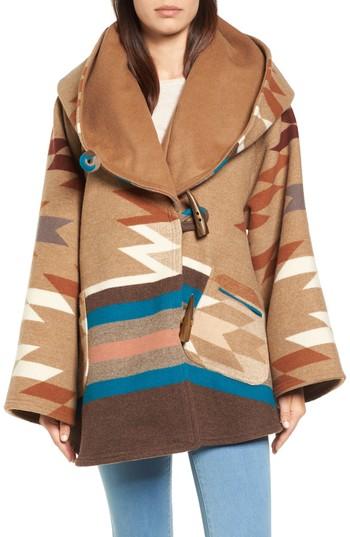 Women's Lindsey Thornburg X Pendleton Wool Blend Hooded Cape, Size - Brown