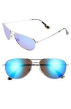 Women's Maui Jim Sea House 60mm Polarized Titanium Aviator Sunglasses - Silver/ Neutral Grey