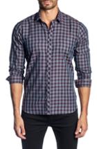 Men's Jared Lang Trim Fit Buffalo Check Sport Shirt - Grey