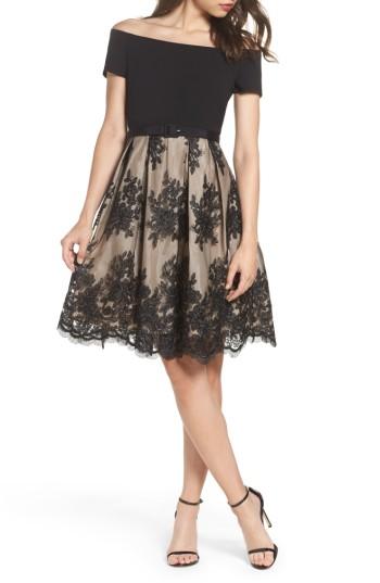 Women's Eliza J Off The Shoulder Lace Dress - Black